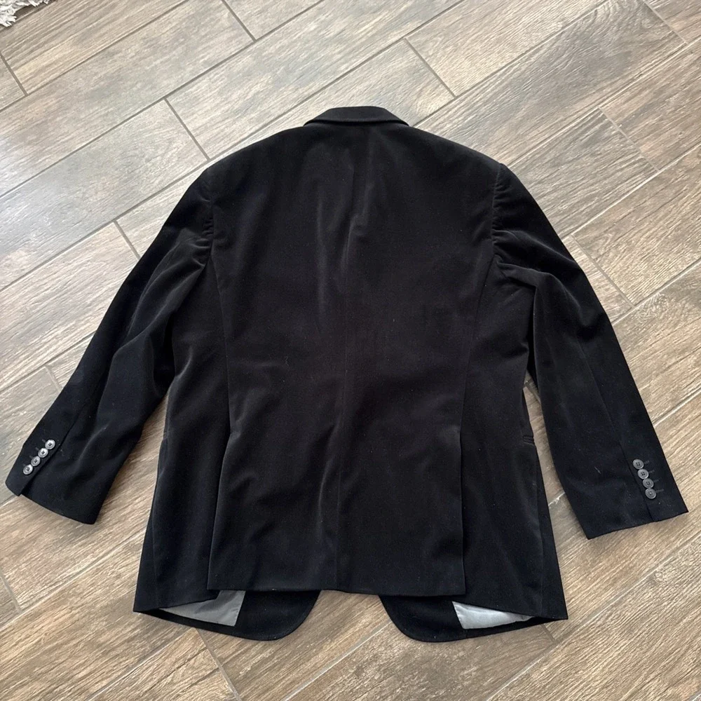 Armani Collezioni Velvet Blazer Men 48R Black Sport Coat Formal Evening Jacket